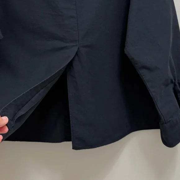 Djerf Avenue Breezy Shirt Organic Cotton Long Sleeve Button Down Black Size L - Picture 7 of 10